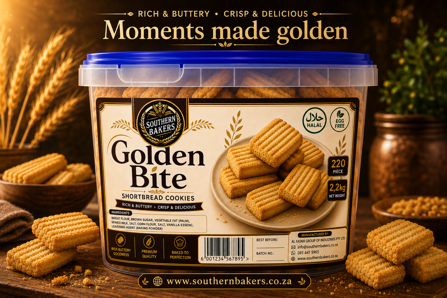 Golden Bite Short Bread Cookies 2.2kg